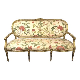 Vintage Louis XV Giltwood Upholstered Settee For Sale