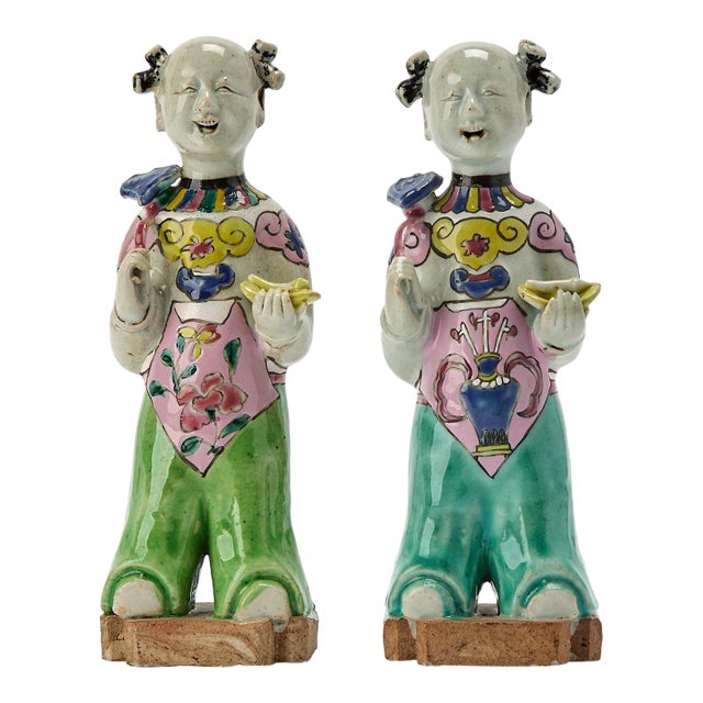 18th-Century Chinese Export Porcelain Laughing Boy Figures For Sale