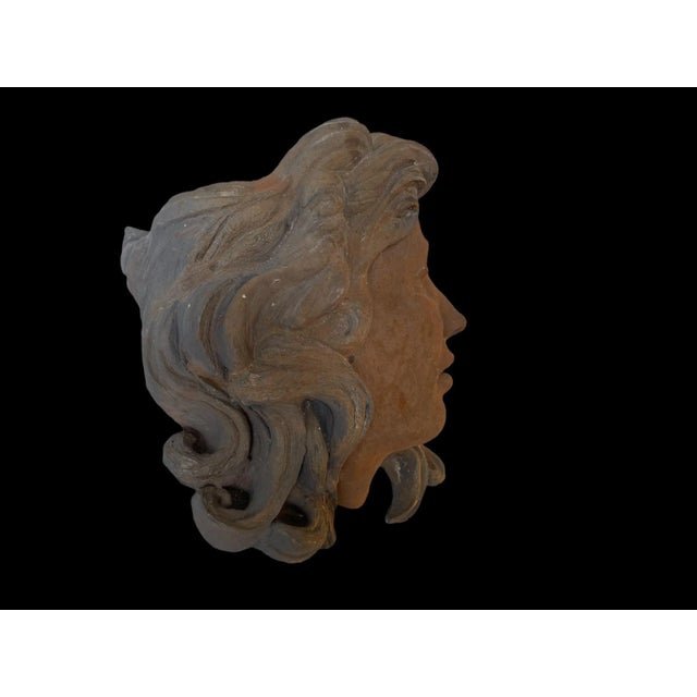 Art Deco Antique Art Nouveau Sculpted Ceramic Cement Bust Planter Wall Sconce For Sale - Image 3 of 11