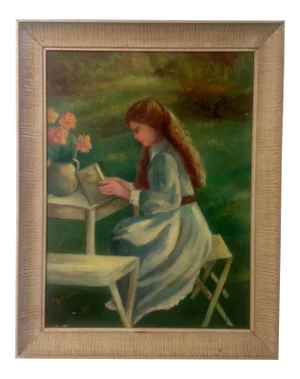 Early 20th Century Mid-Century Painting of a Girl