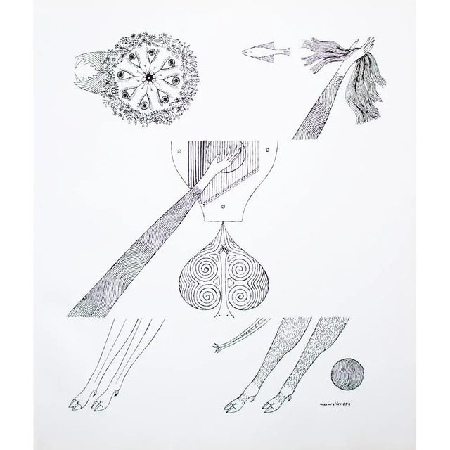 1968 Max Walter Svanberg Composition No. 10, Original Period Black & White Lithograph For Sale - Image 13 of 13