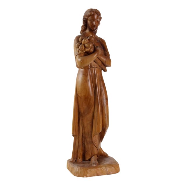 Antique Sculpture in Olive Wood For Sale