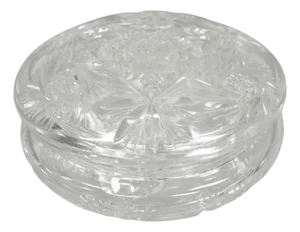 Vintage Art Deco Bohemian Cut Crystal Glass Czech Ladies Vanity Powder Jar