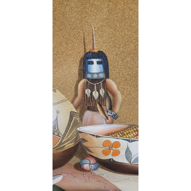 1970s Fine Southwest Native American Large Sand Painting For Sale - Image 13 of 14