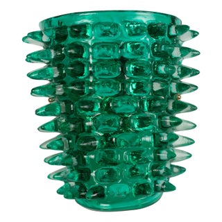 Large Green Murano Glass Wall Lamp with Spikes and Gold Finish Frame, 1990s For Sale