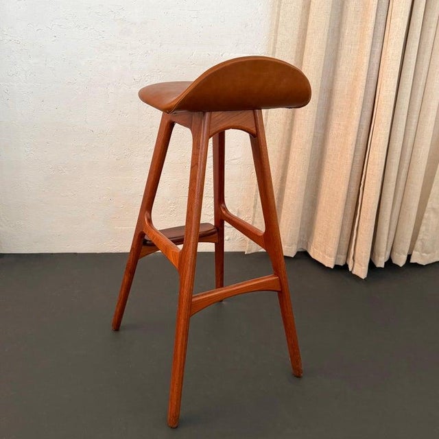 O.D. Møbler Denmark 1960s Scandinavian Modern Teak Leather Model Od61 Bar Stool by Erik Buch For Sale - Image 4 of 9