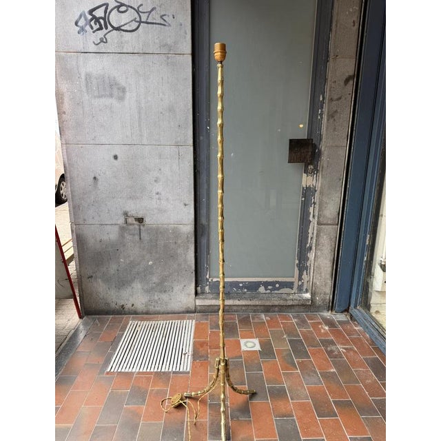 Triple Bronze Faux Bamboo Floor Lamps by Maison Bagues, 1950 For Sale - Image 15 of 17