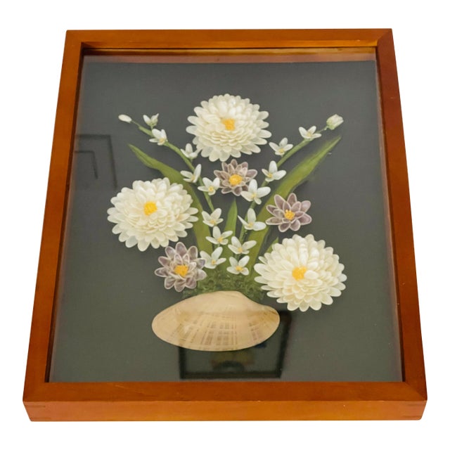 Custom Sea Shell Art Floral Installation Framed For Sale