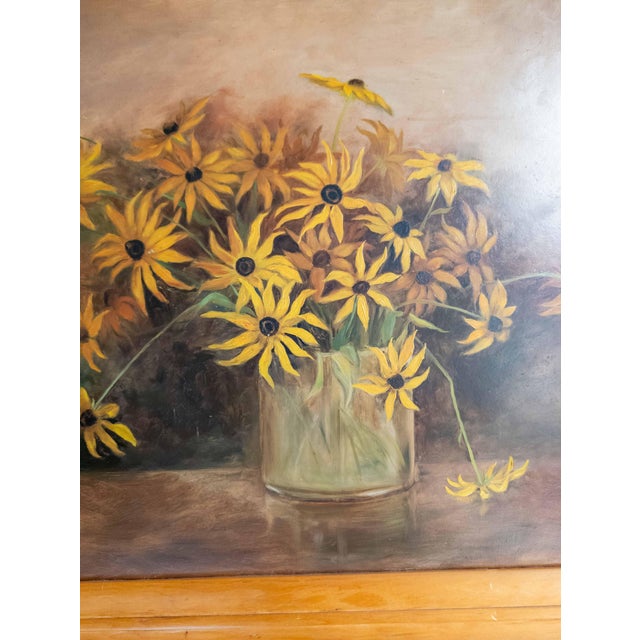 Early 20th Century American Still Life Painting of Black Eyed Susans For Sale - Image 11 of 16
