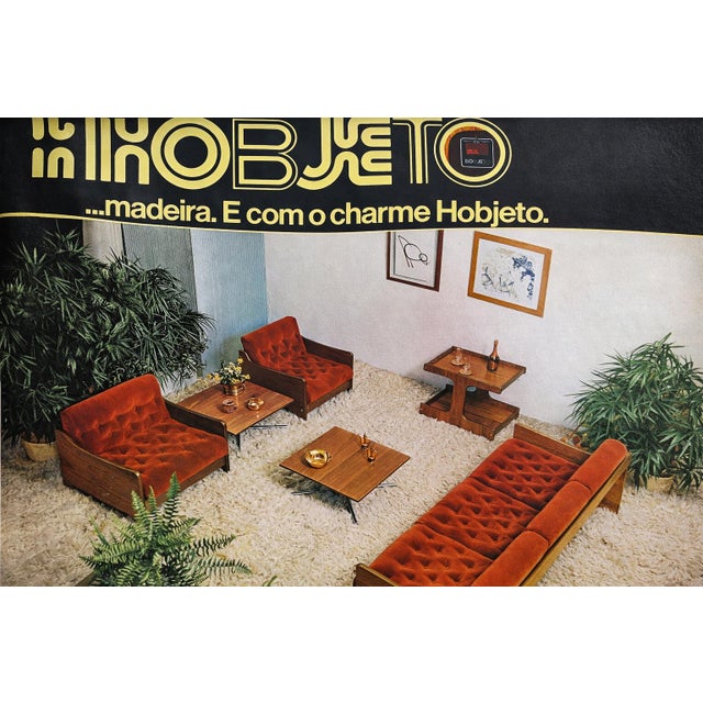 Pair of Armchairs in Brazilian Hardwood & Upholstered Fabric by Geraldo De Barros, 1970s For Sale - Image 10 of 10