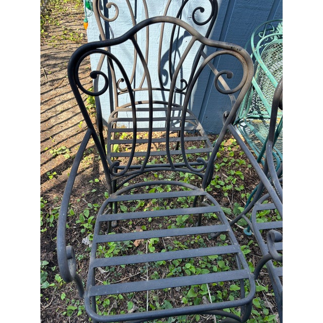 Patio Set Tile Top Table and 4 Chairs Wrought Iron For Sale - Image 10 of 13