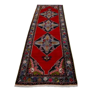 Vintage Hand Knotted Turkish Runner Rug - 3′8″ × 11′3″
