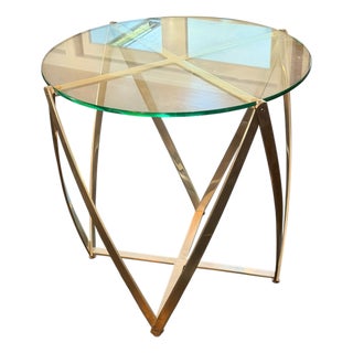 John Vesey Steel & Glass Top Spool Drinks or Side Table For Sale
