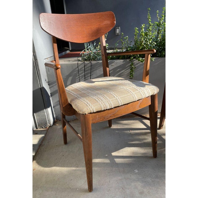 Wood Pair Vintage Stanley Furniture Mid Century Modern Armchairs – 1960s For Sale - Image 7 of 10