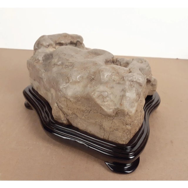 Wood Early 20th Century Chinese Lingbi Riverstone Gongshi For Sale - Image 7 of 9