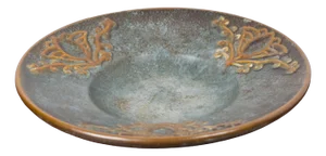 Art Deco Plate in Blue and Orange Ceramic by Michael Andersen, Denmark, 1940s