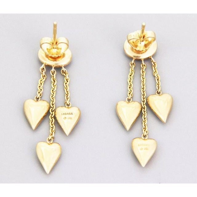 Kabana Diamond Spiny Oyster Gems 14k Yellow Gold Hearts Dangle Earrings, 2 Pieces For Sale - Image 4 of 5