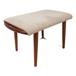 Danish Mid-Century Modern Foot Stool / Ottoman in Solid Teak Styled After Hans Wegner in Teak, C. 1980s For Sale
