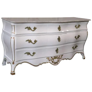 Louis XV Style White & Gilt Bombe Dresser