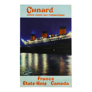 1950 British Ship Poster, "Cunard" (Linen-Backed)
