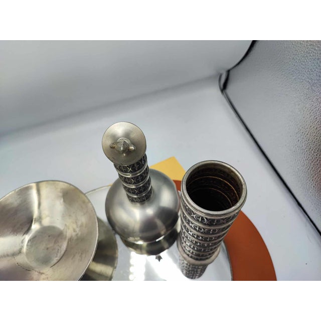 Jug, Vases and Plate in Pewter from Haugrud, Norway, 1970s, Set of 5 For Sale - Image 9 of 10