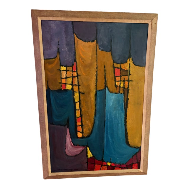 1959 Abstract Original Painting Titled City of Cloth by Andermann For Sale