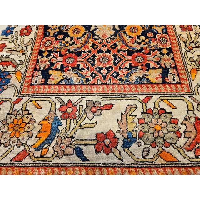 Antique Persian Malayer Area Rug, Hand-Knotted Wool, Geometric Pattern, 4x7, Navy & Ivory For Sale - Image 15 of 17