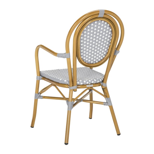 French Bistro Stacking Armchair in Grey & White - a Pair For Sale In Philadelphia - Image 6 of 10