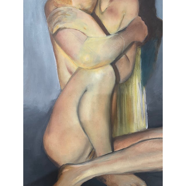 Marc Olivier Grégoire oil on panel nude painting. Signed on a lower right corner. French painter