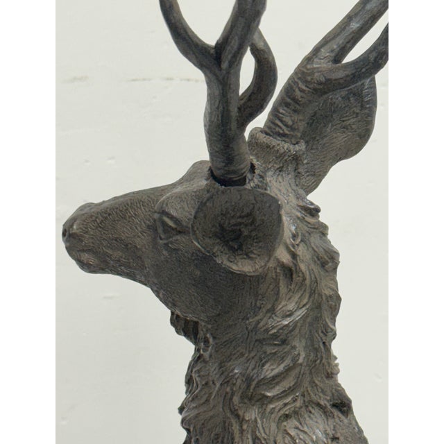 Plastic Majestic Antlered Resin Reindeer Sculptures, Pair For Sale - Image 7 of 12