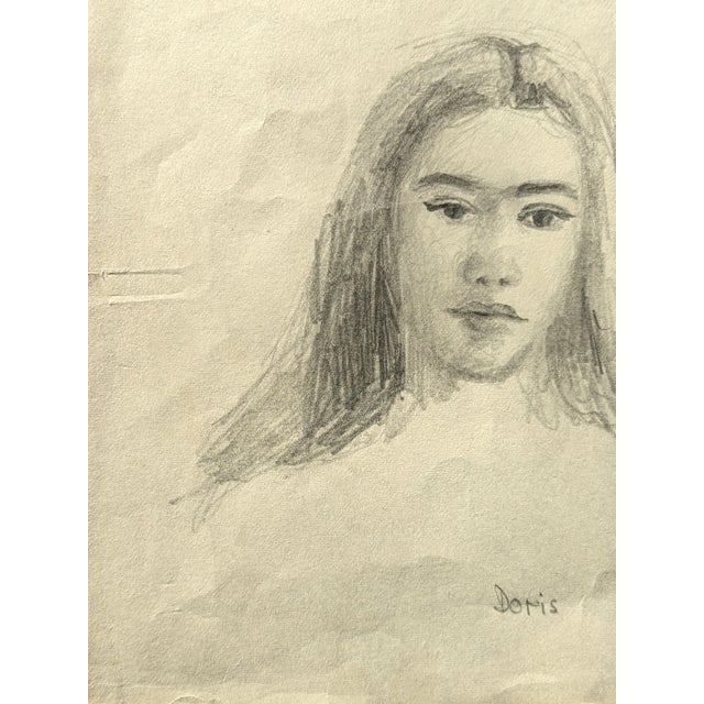 Black David Adickes Double Sided Early Modern Black & White Figurative Pencil Drawing Study of Doris, Mid 20th Century For Sale - Image 8 of 11