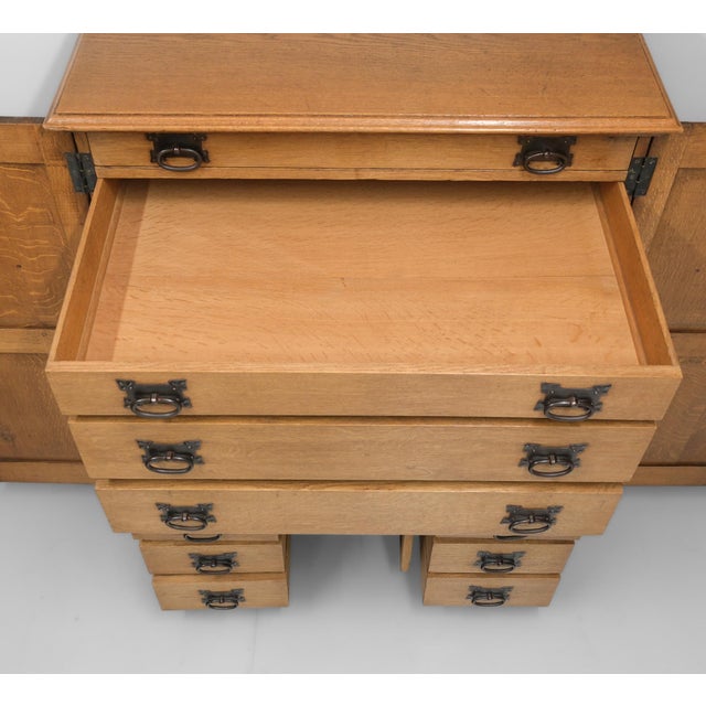 Large Arts & Crafts Cotswold School Oak Enclosed Chest of Drawers, 1906 For Sale - Image 12 of 18
