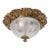 1950s Spanish Rococo Heavy Sand-Cast Bronze Flush Mount Ceiling Light With Etched Frosted Glass Dome For Sale