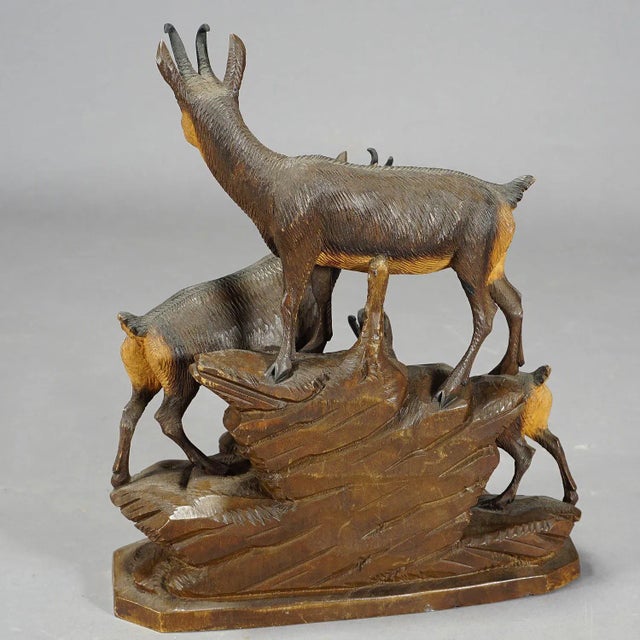 Wood 1900s Carved Wood Chamois Family by Ernst Heissl For Sale - Image 7 of 10