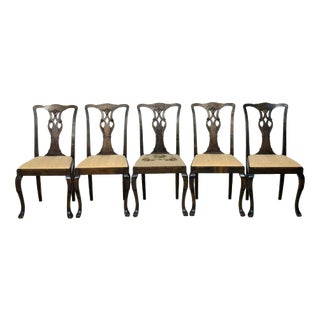 Antique Chippendale Chairs in Fine Mahogany, 1900, Set of 5 For Sale