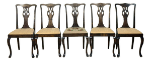 Antique Chippendale Chairs in Fine Mahogany, 1900, Set of 5