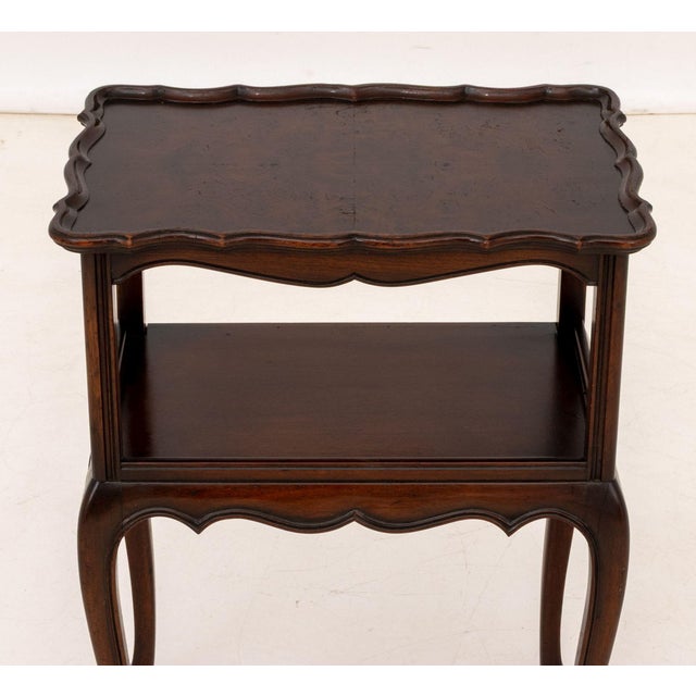 Queen Anne Style Two-Tier Mahogany Side Table, with pie crust edge above four cabriole legs, J.N. Slack & Company, Fifth...