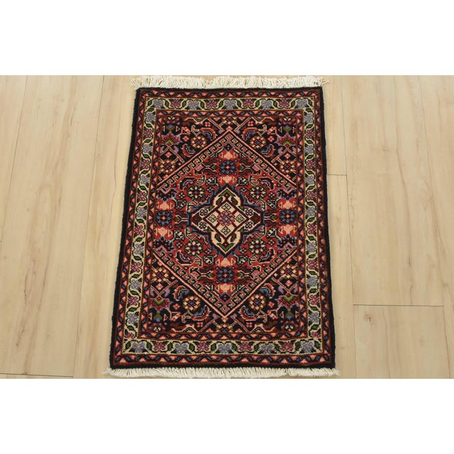 Farmhouse Fine Bidjar Rug 1’5” X 2′ Red Wool Vintage Traditional Hand-Knotted Carpet For Sale - Image 3 of 6