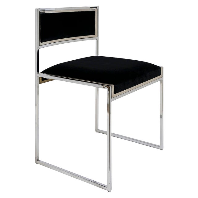 1970s Mid-Century Modern Italian Chrome and Velvet Chairs, 1970s, Set of 6 For Sale - Image 5 of 13