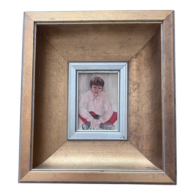 1930s Young Boy Oil on Canvas For Sale