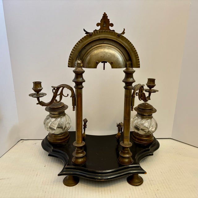 Wood Superior 19th Century Double Inkwell Desk Set For Sale - Image 7 of 16