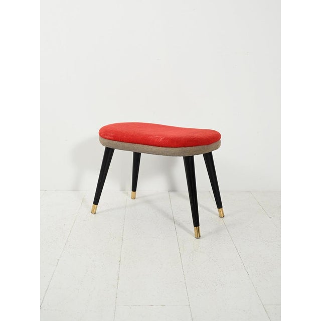 Scandinavian Stool in Red Velvet and Brass, 1950s For Sale - Image 10 of 10