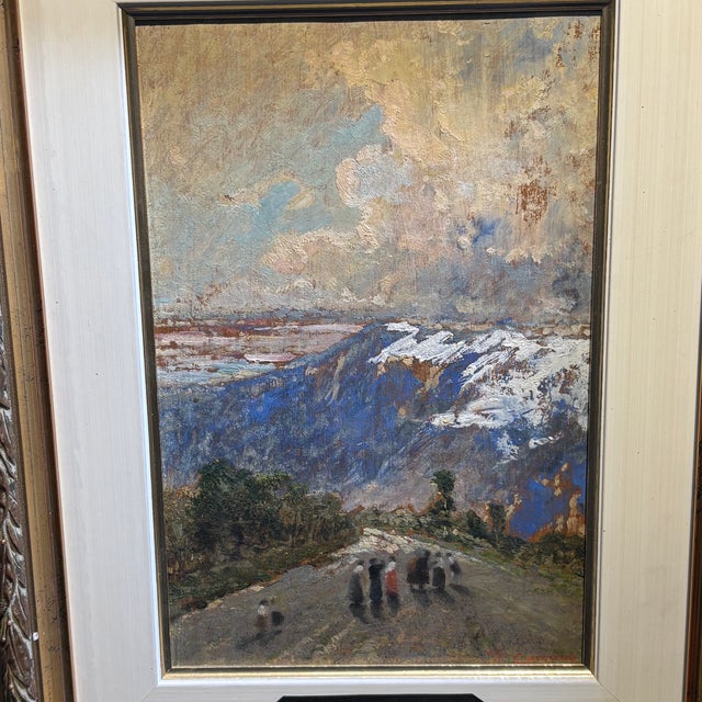 Unknown, Mountain Landscape with Figures on the Road, 1800, Oil on Canvas For Sale - Image 14 of 17