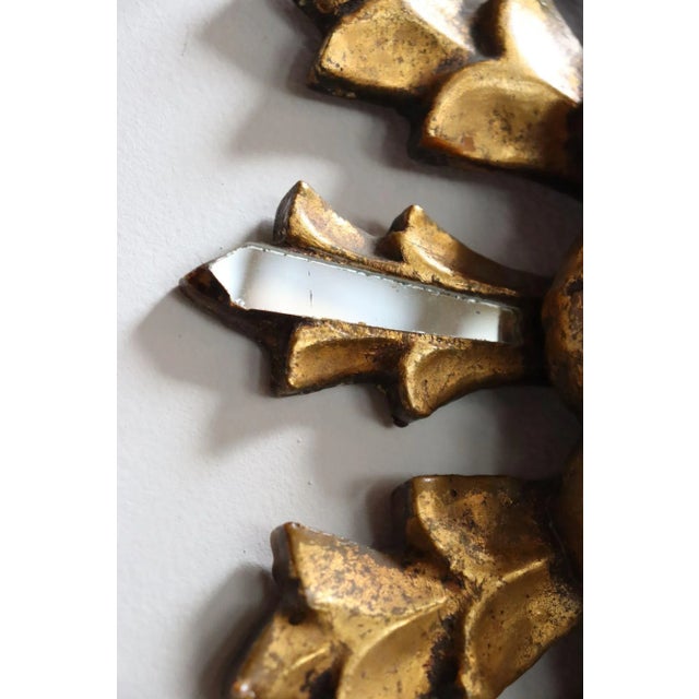 Petite Italian Vintage Giltwood "Sunburst" Decorative Wall Mirror For Sale - Image 11 of 12