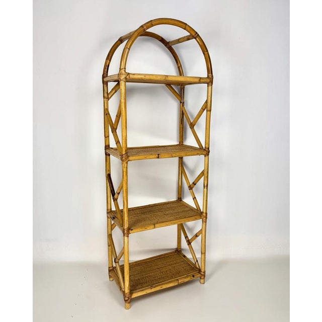 Mid-Century Modern Vintage Bamboo and Wicker Shelves, Italy, 1970s For Sale - Image 3 of 7