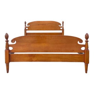 Vintage Solid Maple Pineapple or Pinecone Finial Full Size Poster Bed For Sale