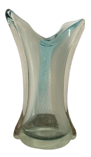 Murano Glass Vase in Cyan-Transparent
