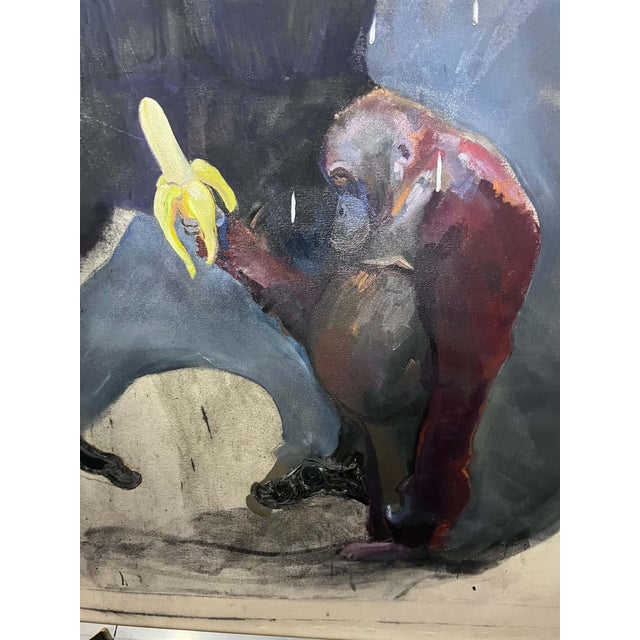 Circus Gorilla Cooling Off on Unstretched Heavy Canvas Good studio condition; raw edges as shown. See photos for scale....