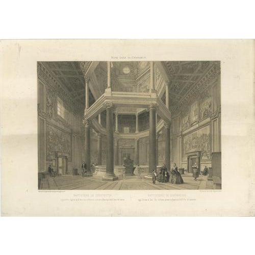After Bayot, Baptistery of Constantine, Lateran, Rome, 1869, Lithograph For Sale - Image 3 of 11