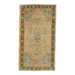Turkish Mini Rug Oriental Hand Knotted Vintage Rug 1'7" x 2'10" #16528 For Sale